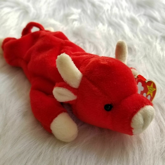 Vintage Other - Vintage 1995 Snort the Bull Ty Beanie Baby vintage red 90s babies